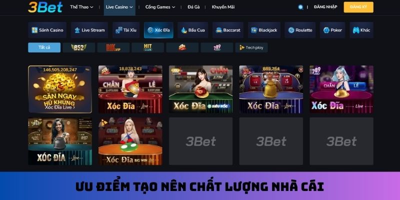 Ưu điểm tạo nên chất lượng nhà cái