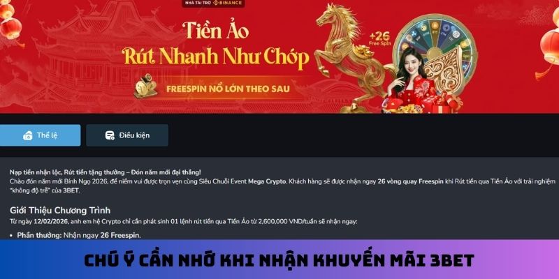 Chú ý cần nhớ khi nhận khuyến mãi 3Bet