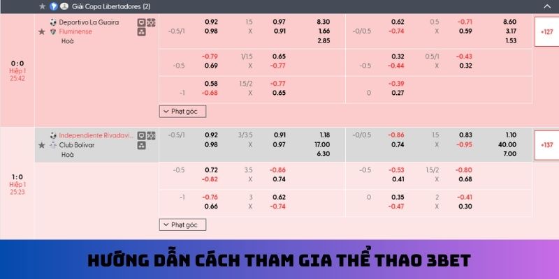 Hướng dẫn cách tham gia thể thao 3Bet